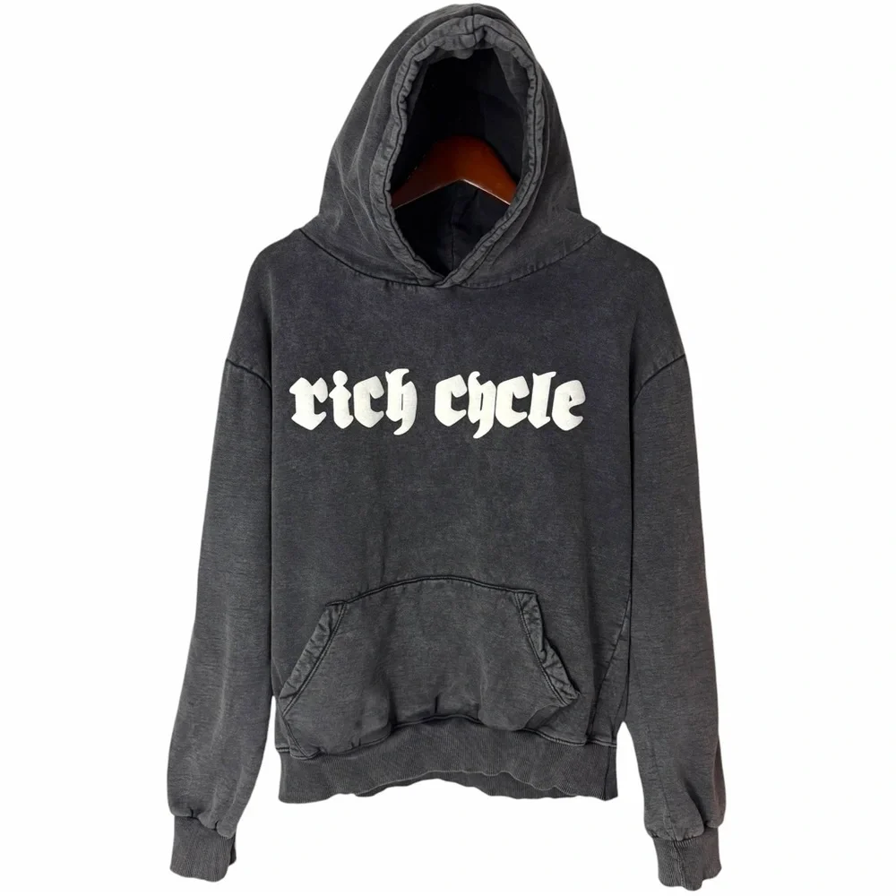NWOT Rich Cycle Vintage Black Grey Hoodie Mens Medium